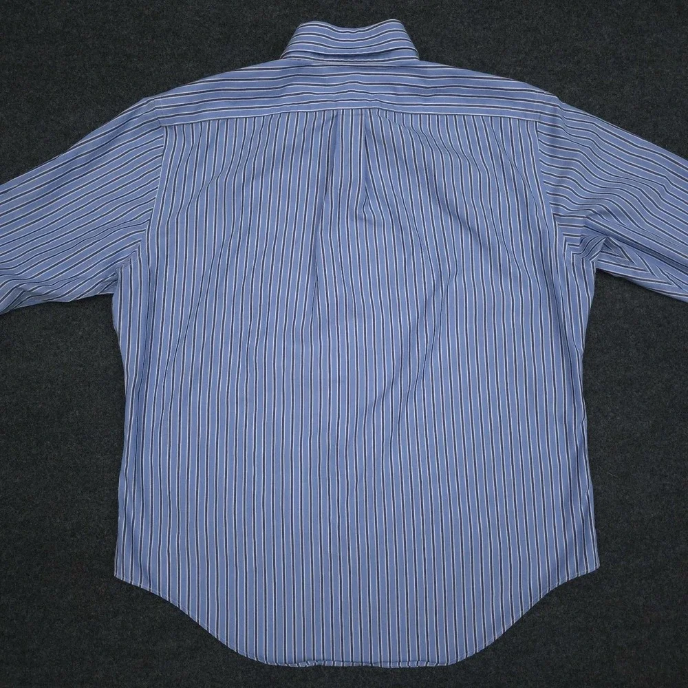 Lauren Ralph Lauren Mens‎ 16.5 34/35 Blue Striped Classic Fit Button Down Shirt